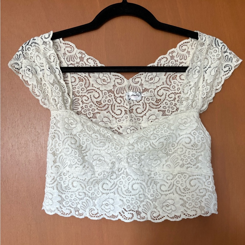 Free People Ivory Lace Top